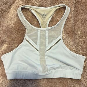 Alo Yoga White Mesh Yoga Sportsbra